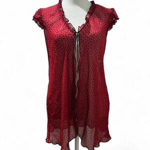 Private Luxuries Y2K Red Heart Lingerie Slip Tie Night Gown Dress